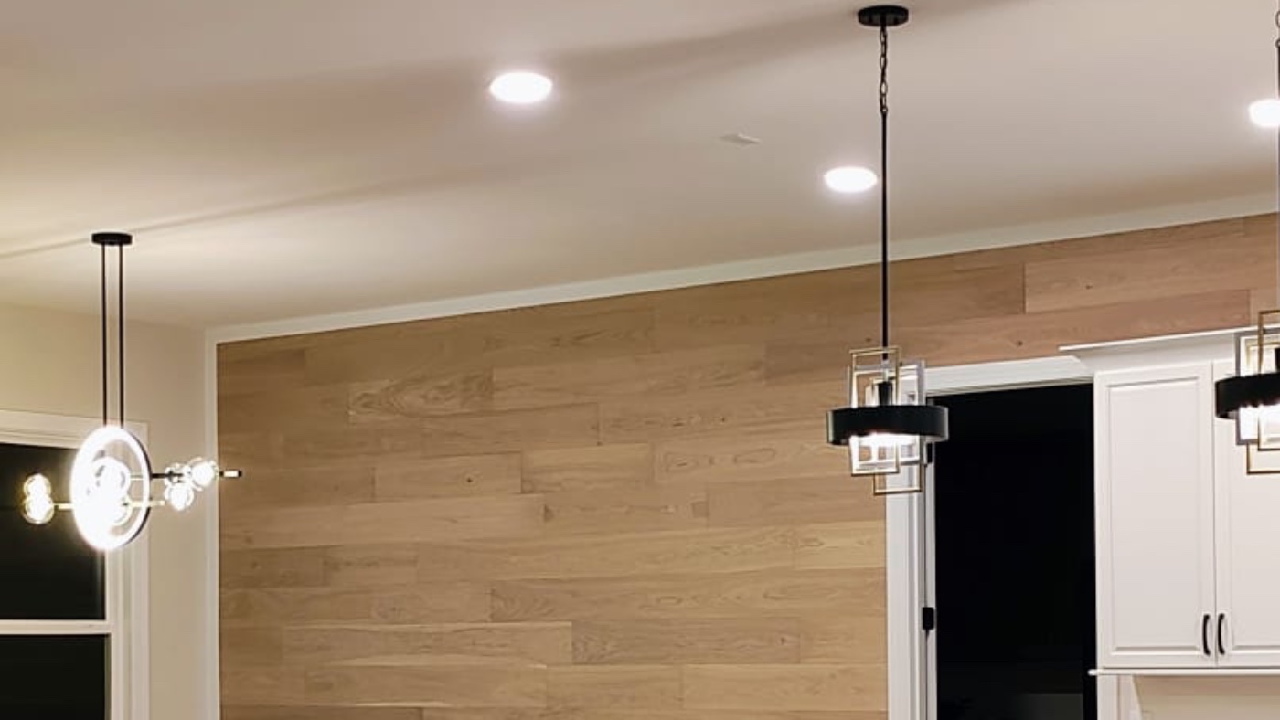 White oak plank accent wall